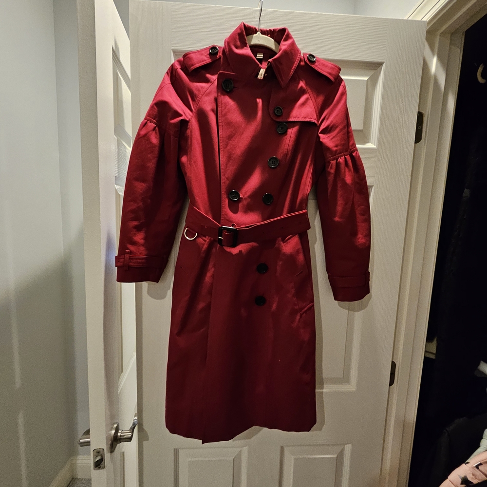Burberry Crimson Double-Breasted Trench Coat